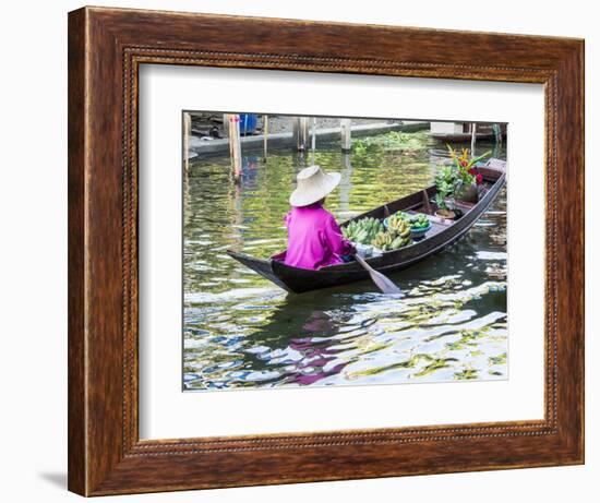 Thailand, Damnoen, Damnoen Saduak Floating Market with Vendor-Terry Eggers-Framed Photographic Print