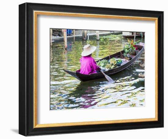 Thailand, Damnoen, Damnoen Saduak Floating Market with Vendor-Terry Eggers-Framed Photographic Print