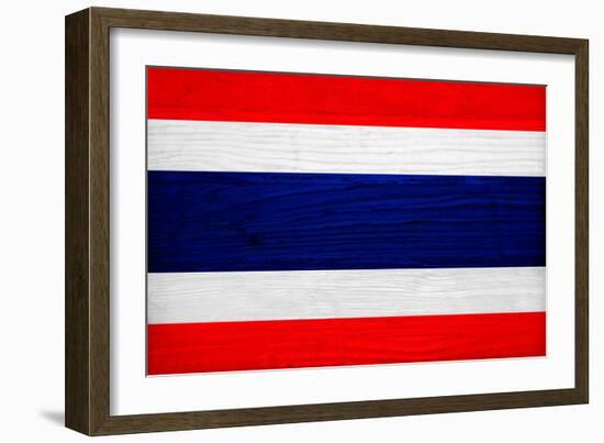 Thailand Flag Design with Wood Patterning - Flags of the World Series-Philippe Hugonnard-Framed Art Print