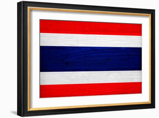 Thailand Flag Design with Wood Patterning - Flags of the World Series-Philippe Hugonnard-Framed Art Print