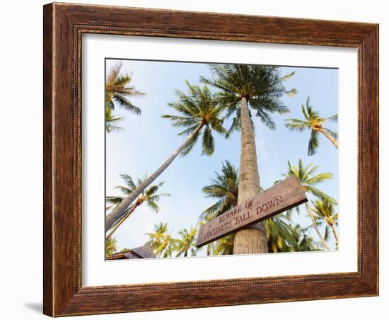 Thailand, Ko Samui, Chaweng Beach, Sign on Palm Tree-Shaun Egan-Framed Photographic Print