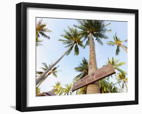 Thailand, Ko Samui, Chaweng Beach, Sign on Palm Tree-Shaun Egan-Framed Photographic Print