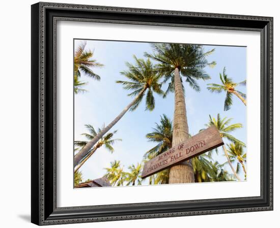 Thailand, Ko Samui, Chaweng Beach, Sign on Palm Tree-Shaun Egan-Framed Photographic Print