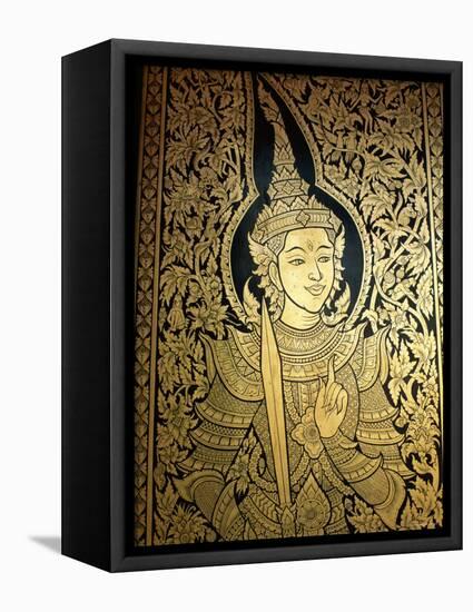 Thailand, Lamphun, Wat Haripunchai, Door Detail-Steve Vidler-Framed Premier Image Canvas