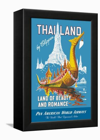 Thailand - Pan American - Land of Beauty and Romance - Vintage Airline Travel Poster, 1950s-Pacifica Island Art-Framed Stretched Canvas