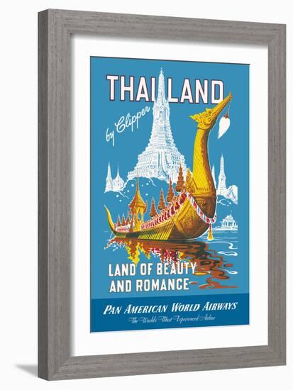 Thailand - Pan American - Land of Beauty and Romance - Vintage Airline Travel Poster, 1950s-Pacifica Island Art-Framed Art Print