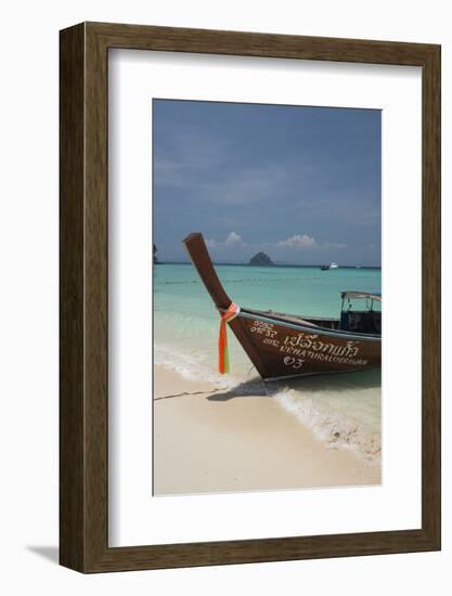 Thailand, Phuket, Island of Phi Phi Don. Traditional Longboat-Cindy Miller Hopkins-Framed Photographic Print