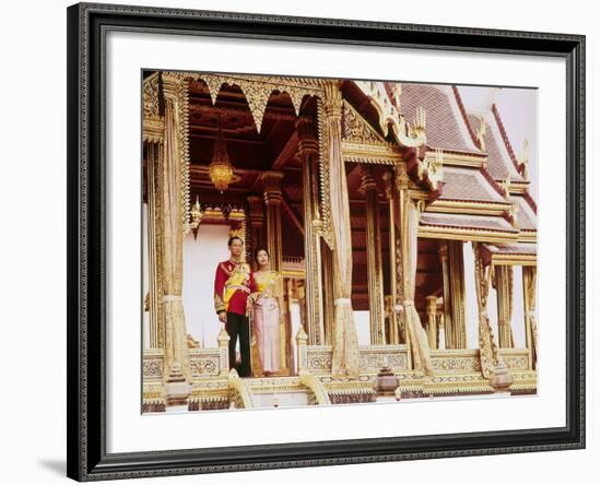 Thailand's King Bhumibol Adulyadej with Wife, Queen Sirikit at the Palace-John Dominis-Framed Premium Photographic Print