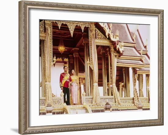 Thailand's King Bhumibol Adulyadej with Wife, Queen Sirikit at the Palace-John Dominis-Framed Premium Photographic Print