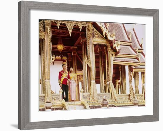 Thailand's King Bhumibol Adulyadej with Wife, Queen Sirikit at the Palace-John Dominis-Framed Premium Photographic Print