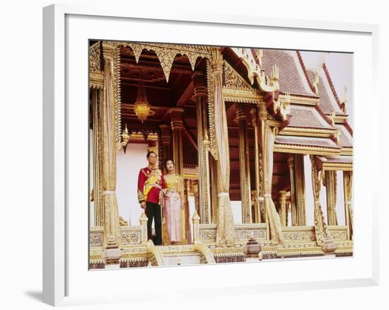 Thailand's King Bhumibol Adulyadej with Wife, Queen Sirikit at the Palace-John Dominis-Framed Premium Photographic Print