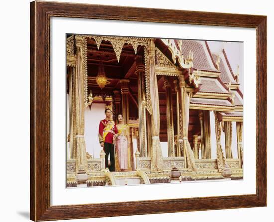 Thailand's King Bhumibol Adulyadej with Wife, Queen Sirikit at the Palace-John Dominis-Framed Premium Photographic Print