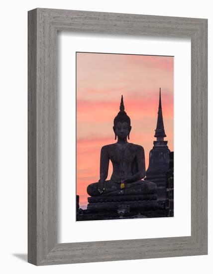 Thailand, Sukhothai Historical Park. Wat Mahathat Temple at Sunset-Matteo Colombo-Framed Photographic Print