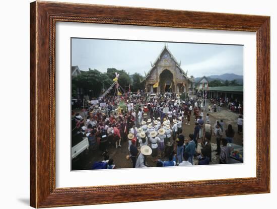 Thailand, Tha Thon, Crowd at Feast of Offerings, Outside Temple-null-Framed Giclee Print