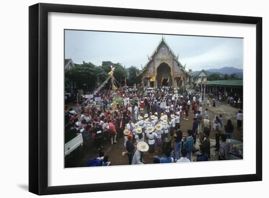 Thailand, Tha Thon, Crowd at Feast of Offerings, Outside Temple-null-Framed Giclee Print