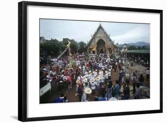 Thailand, Tha Thon, Crowd at Feast of Offerings, Outside Temple-null-Framed Giclee Print