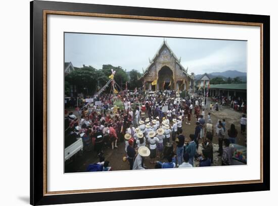 Thailand, Tha Thon, Crowd at Feast of Offerings, Outside Temple-null-Framed Giclee Print