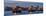 Thames Barrier dusk panorama with Canary Wharf beyond, London, England, United Kingdom, Europe-Charles Bowman-Mounted Photographic Print