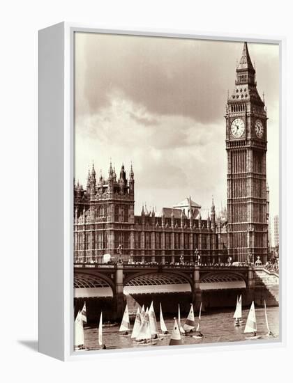 Thames Day on the River Between Westminister and Hungerford Bridges-null-Framed Premier Image Canvas