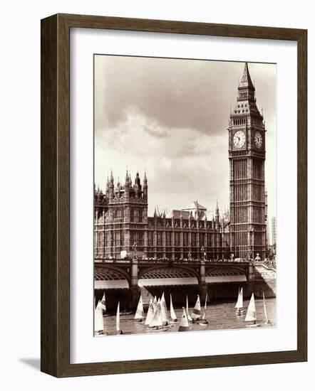 Thames Day on the River Between Westminister and Hungerford Bridges--Framed Photographic Print