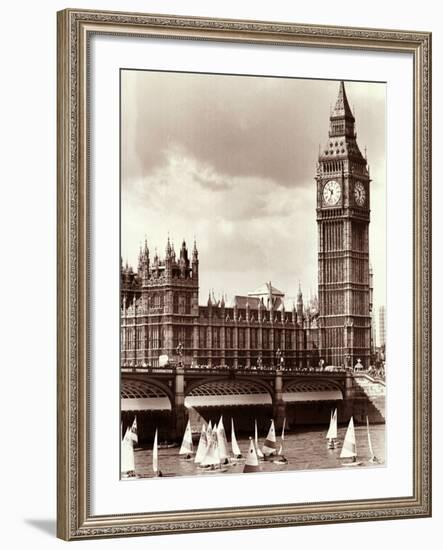 Thames Day on the River Between Westminister and Hungerford Bridges--Framed Photographic Print