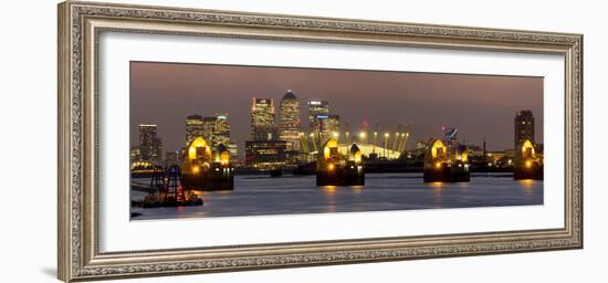 Thames Flood Barrier with Docklands and Canary Wharf Panorama from Woolwich-Charles Bowman-Framed Photographic Print