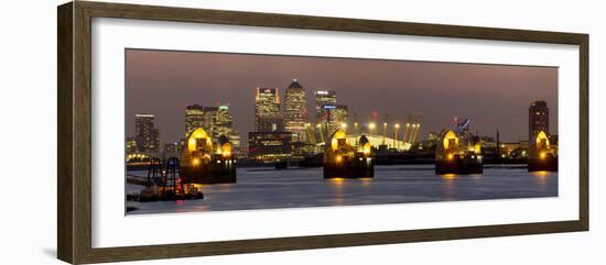 Thames Flood Barrier with Docklands and Canary Wharf Panorama from Woolwich-Charles Bowman-Framed Photographic Print