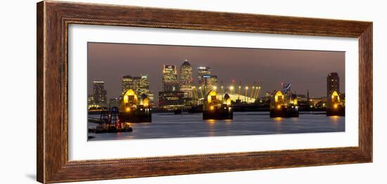 Thames Flood Barrier with Docklands and Canary Wharf Panorama from Woolwich-Charles Bowman-Framed Photographic Print