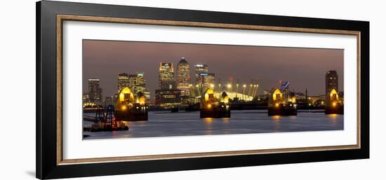 Thames Flood Barrier with Docklands and Canary Wharf Panorama from Woolwich-Charles Bowman-Framed Photographic Print