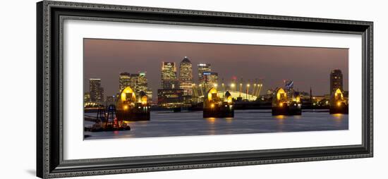 Thames Flood Barrier with Docklands and Canary Wharf Panorama from Woolwich-Charles Bowman-Framed Photographic Print