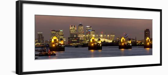 Thames Flood Barrier with Docklands and Canary Wharf Panorama from Woolwich-Charles Bowman-Framed Photographic Print