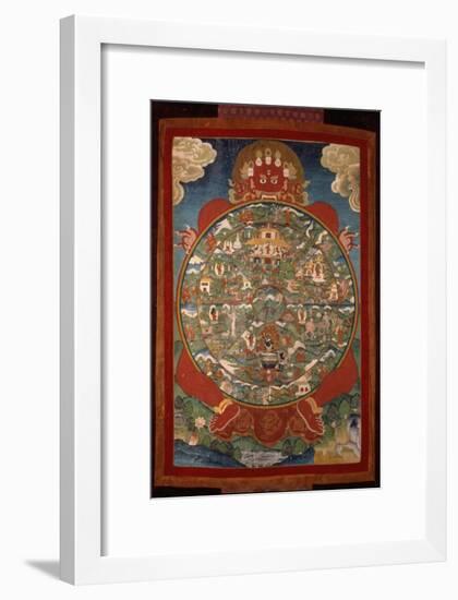 Thangka, Depicting Wheel of Life Turned by Red Yama, Lord of Death, 19th-20th Century-null-Framed Giclee Print