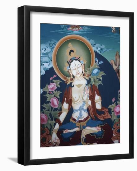 Thangka Depicting White Tara Goddess, Buddhist Symbol of Long Life, Bhaktapur, Nepal, Asia-Godong-Framed Photographic Print