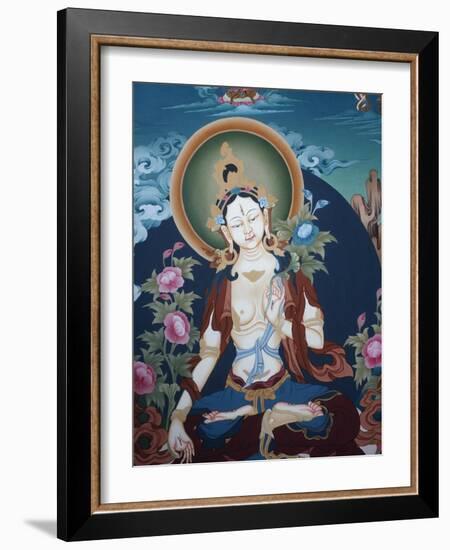 Thangka Depicting White Tara Goddess, Buddhist Symbol of Long Life, Bhaktapur, Nepal, Asia-Godong-Framed Photographic Print