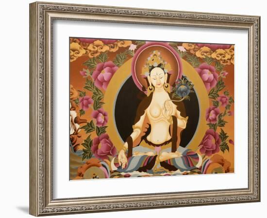 Thangka Depicting White Tara Goddess, Buddhist Symbol of Long Life, Bhaktapur, Nepal, Asia-Godong-Framed Photographic Print