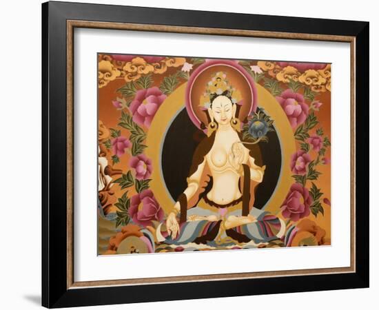 Thangka Depicting White Tara Goddess, Buddhist Symbol of Long Life, Bhaktapur, Nepal, Asia-Godong-Framed Photographic Print