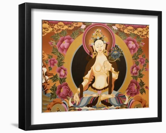 Thangka Depicting White Tara Goddess, Buddhist Symbol of Long Life, Bhaktapur, Nepal, Asia-Godong-Framed Photographic Print