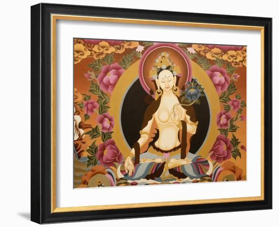 Thangka Depicting White Tara Goddess, Buddhist Symbol of Long Life, Bhaktapur, Nepal, Asia-Godong-Framed Photographic Print