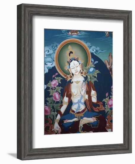 Thangka Depicting White Tara Goddess, Buddhist Symbol of Long Life, Bhaktapur, Nepal, Asia-Godong-Framed Photographic Print