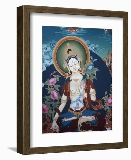 Thangka Depicting White Tara Goddess, Buddhist Symbol of Long Life, Bhaktapur, Nepal, Asia-Godong-Framed Photographic Print