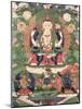 Thangka of Buddha Shakamunyi with Manjushri and Vajrapani-null-Mounted Giclee Print