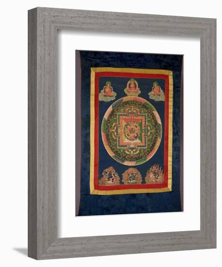 Thangka of Mandala of Chakrasamvara in Fierce Form with Red Prajna, Vajravarahi, 19th-20th Century-null-Framed Giclee Print