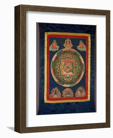 Thangka of Mandala of Chakrasamvara in Fierce Form with Red Prajna, Vajravarahi, 19th-20th Century-null-Framed Giclee Print