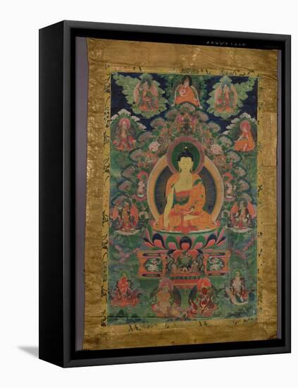 Thangka of Shakyamuni Buddha with Eleven Figures, 19th-20th Century-null-Framed Premier Image Canvas