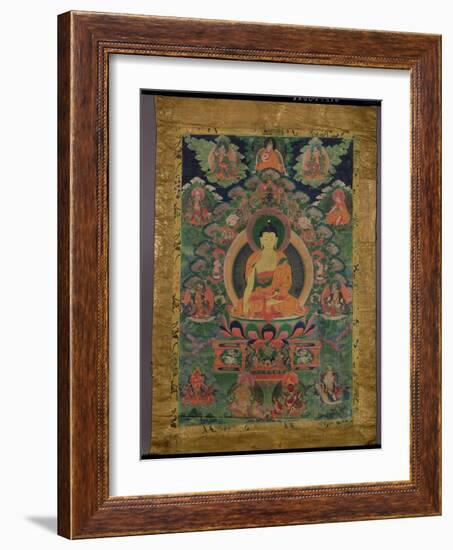 Thangka of Shakyamuni Buddha with Eleven Figures, 19th-20th Century-null-Framed Giclee Print