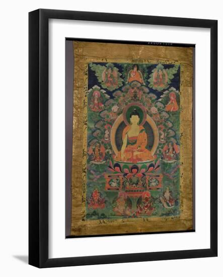 Thangka of Shakyamuni Buddha with Eleven Figures, 19th-20th Century-null-Framed Giclee Print