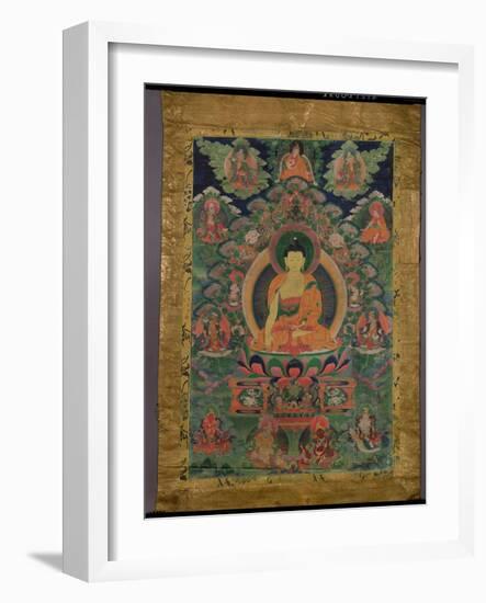 Thangka of Shakyamuni Buddha with Eleven Figures, 19th-20th Century-null-Framed Giclee Print