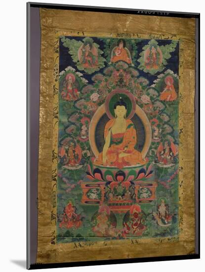 Thangka of Shakyamuni Buddha with Eleven Figures, 19th-20th Century-null-Mounted Giclee Print