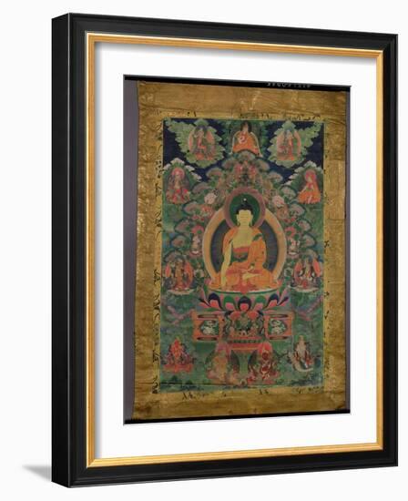 Thangka of Shakyamuni Buddha with Eleven Figures, 19th-20th Century-null-Framed Giclee Print