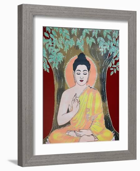 Thangka Painting of the Buddha Giving a Blessing, Kathmandu, Nepal, Asia-Godong-Framed Photographic Print